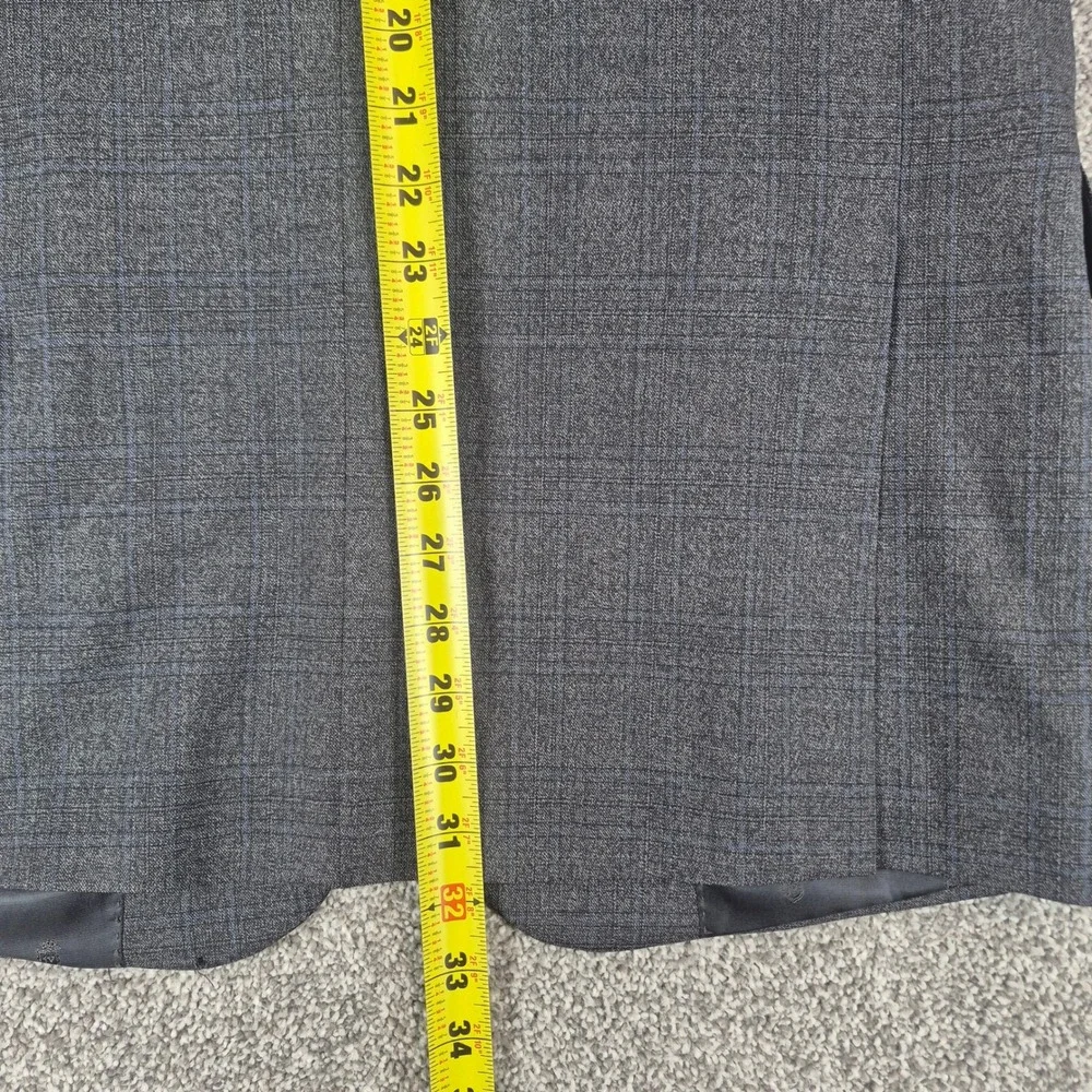 John Varvatos USA Blazer Mens 40L Gray Plaid 100% Wool 2-Button Sport Coat